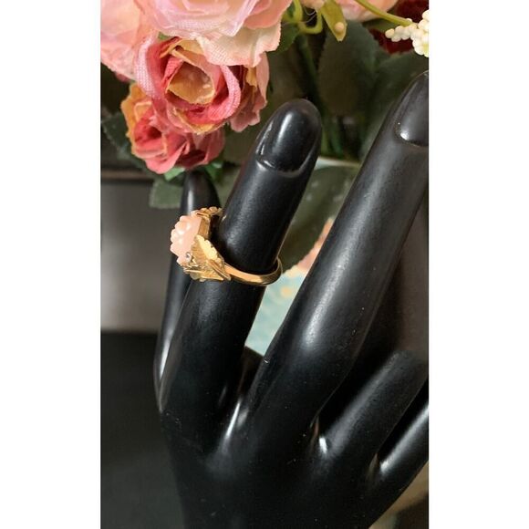 Avon Lovely Peach Rose ring in Gold plate, Vintage - Picture 4 of 5